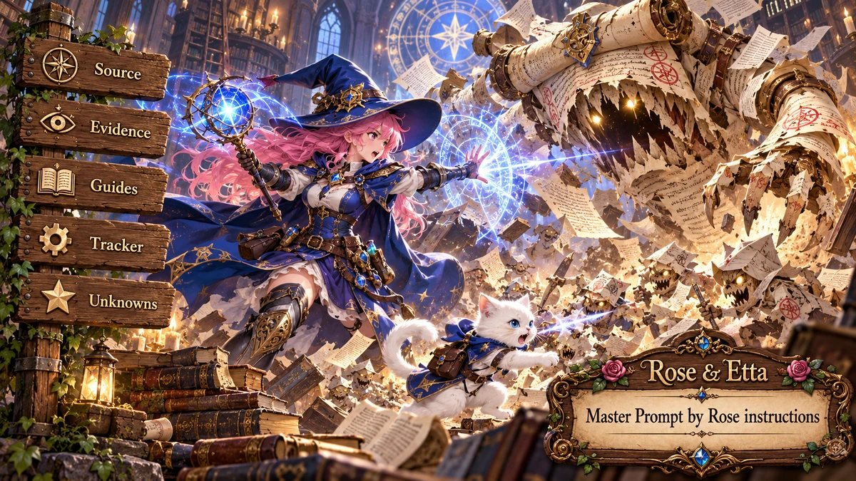 Rose and Etta fight a monster on a fantasy quest for the Master Prompt instructions