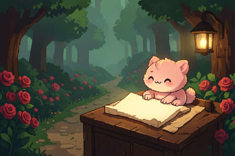 Fluff by Rose — 16-bit pixel art concept art generated locally with Imagined by Rose