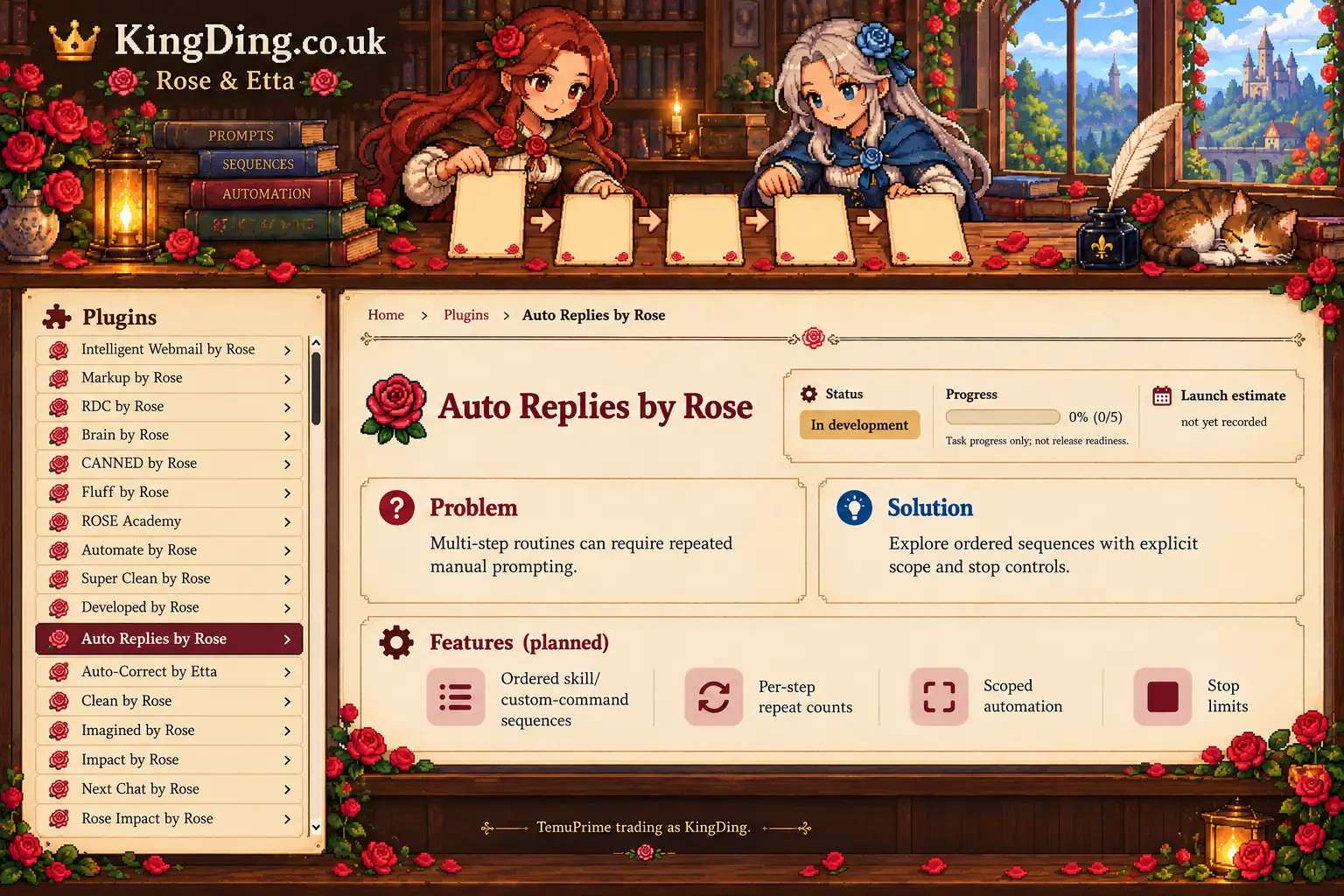 Little Helper by Rose — Rose & Etta pixel-art illustration; artwork, not a product-interface screenshot