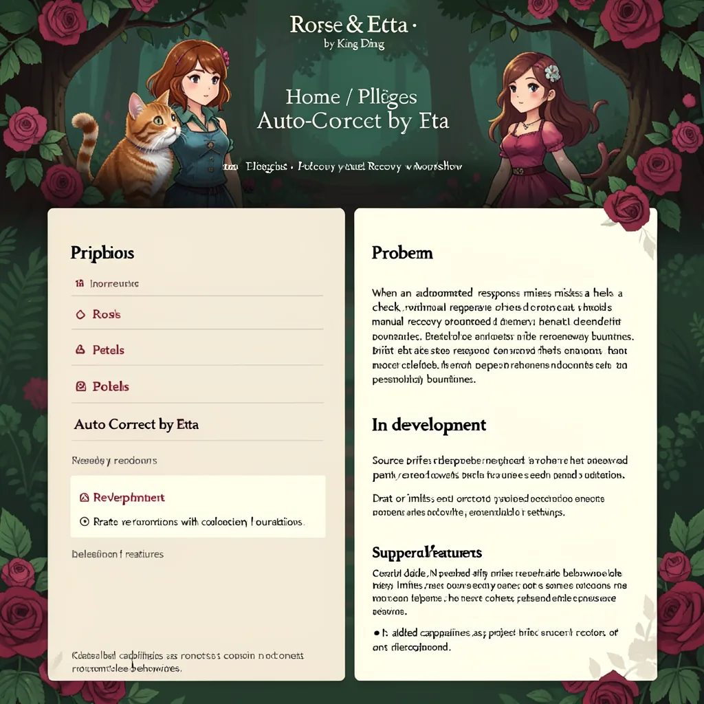 Auto Finish Work by Rose β Rose & Etta pixel-art illustration; artwork, not a product-interface screenshot
