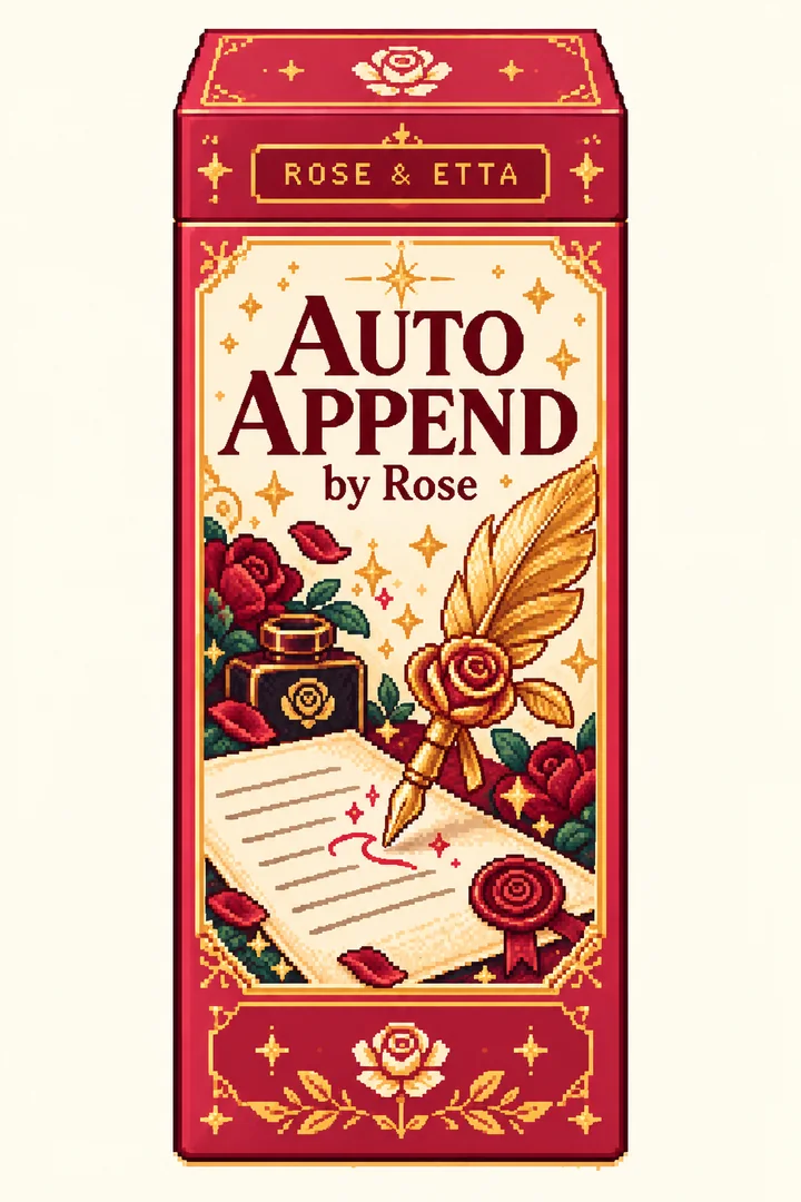 Pixel-art ROSE & ETTA packaging concept for Auto Append by Rose