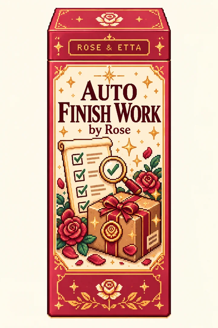 Pixel-art ROSE & ETTA packaging concept for Auto Finish Work by Rose