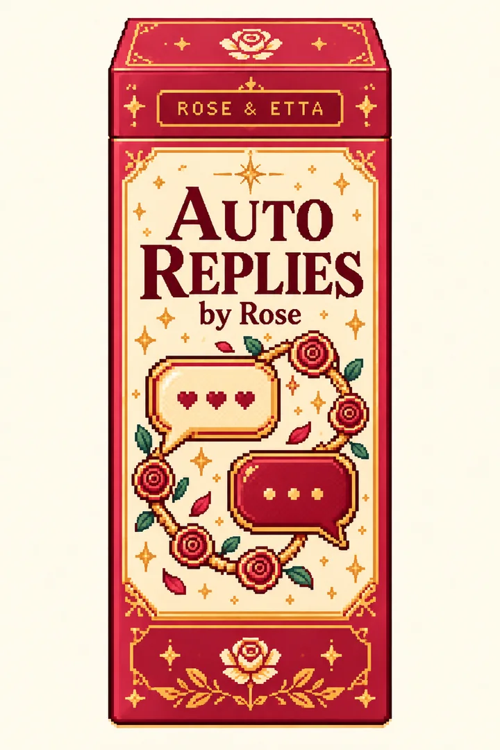 Pixel-art ROSE & ETTA packaging concept for Auto Replies by Rose