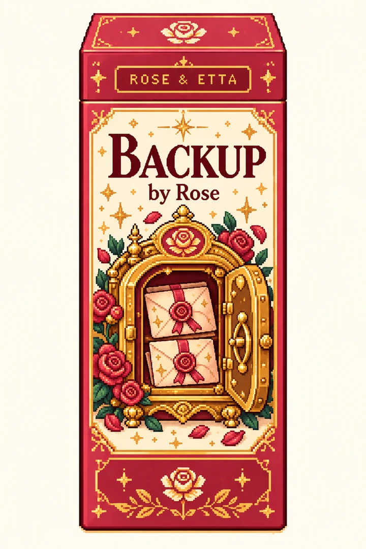 Pixel-art ROSE & ETTA packaging concept for Backup by Rose
