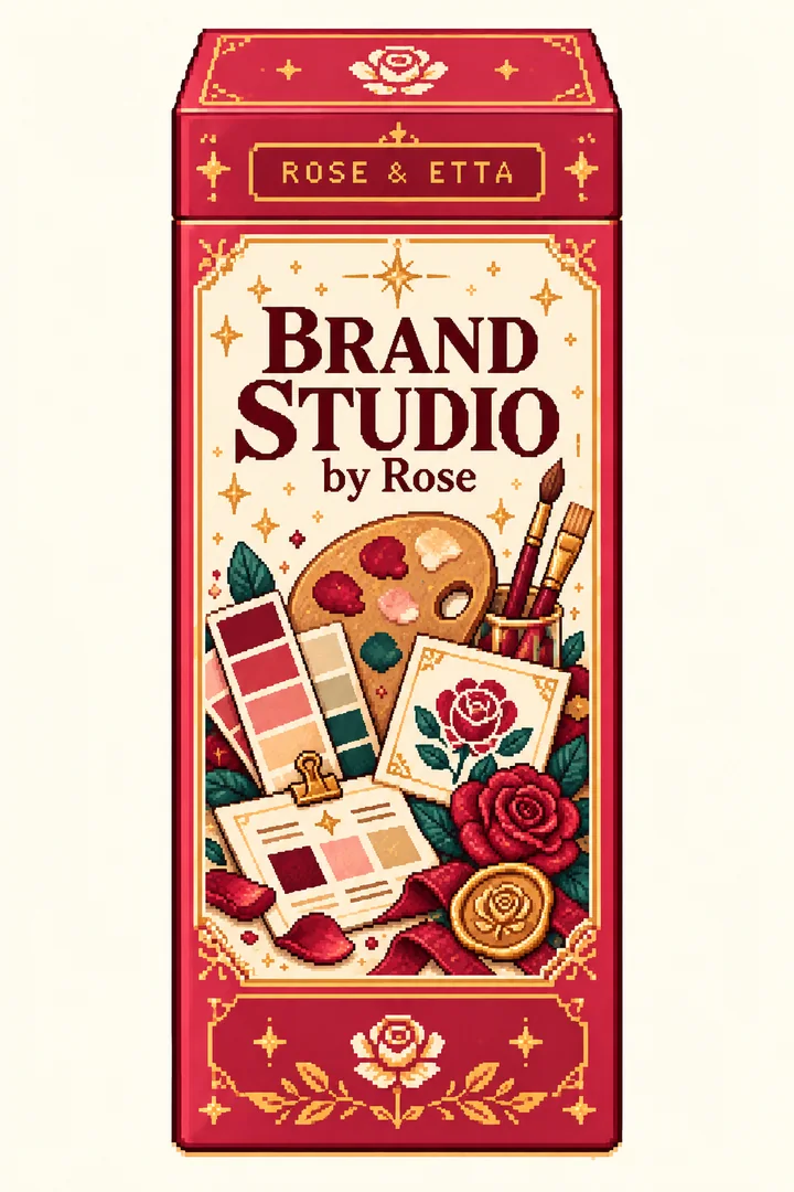 Pixel-art ROSE & ETTA packaging concept for Brand Studio by Rose