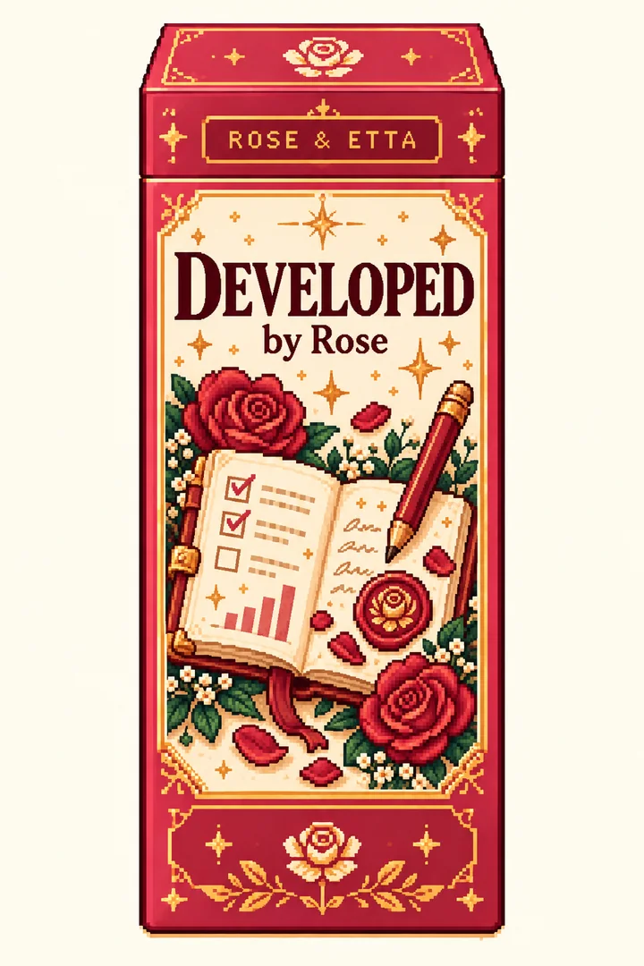 Pixel-art ROSE & ETTA packaging concept for Developed by Rose
