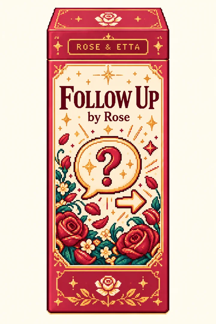 Pixel-art ROSE & ETTA packaging concept for Follow Up by Rose