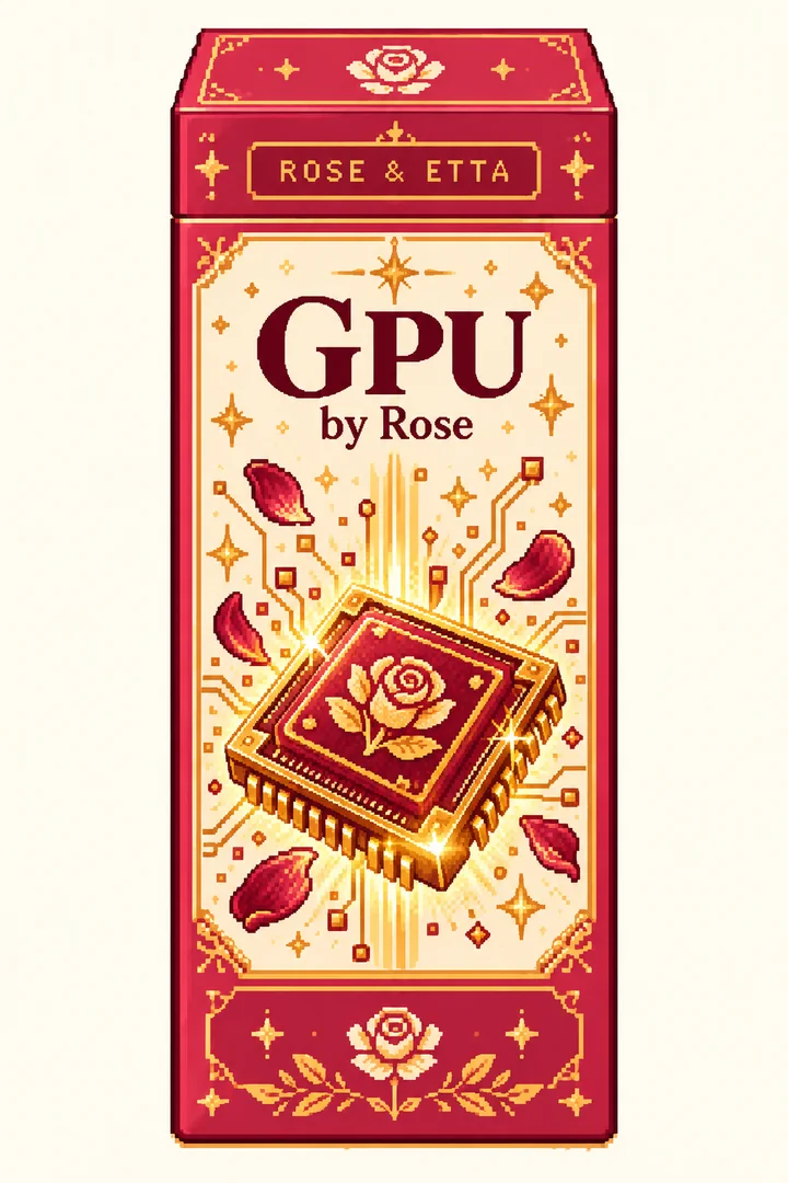 Pixel-art ROSE & ETTA packaging concept for GPU by Rose