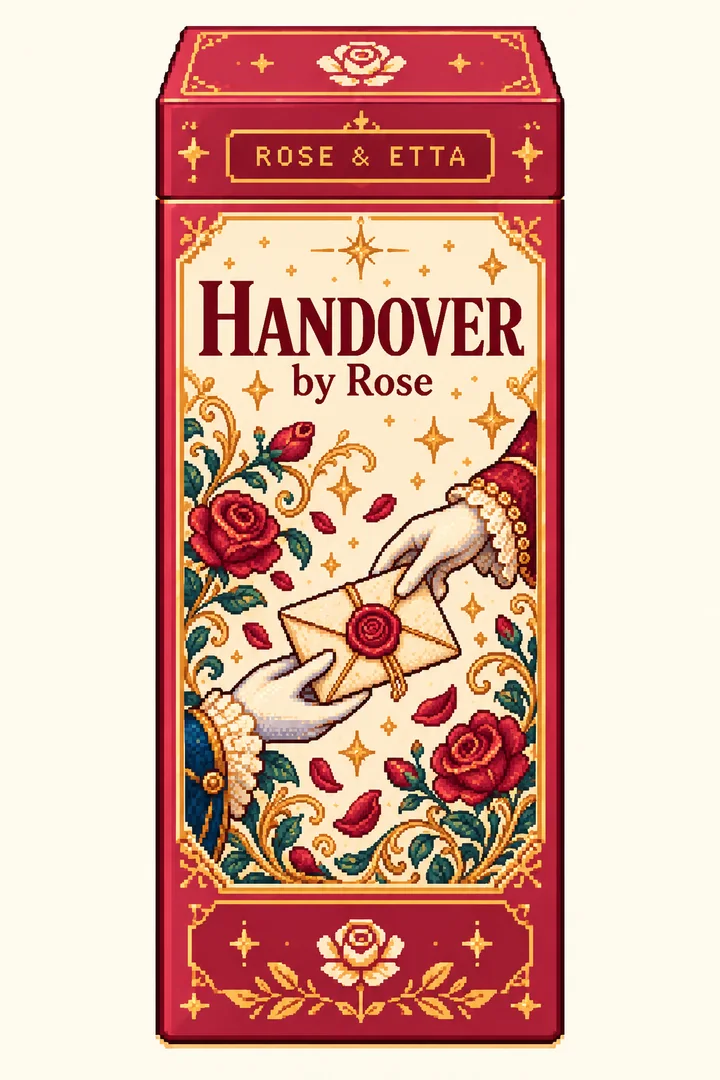 Pixel-art ROSE & ETTA packaging concept for Handover by Rose
