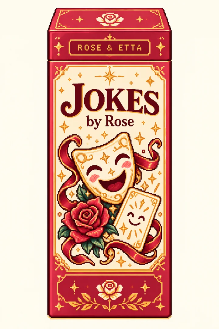 Pixel-art ROSE & ETTA packaging concept for Jokes by Rose