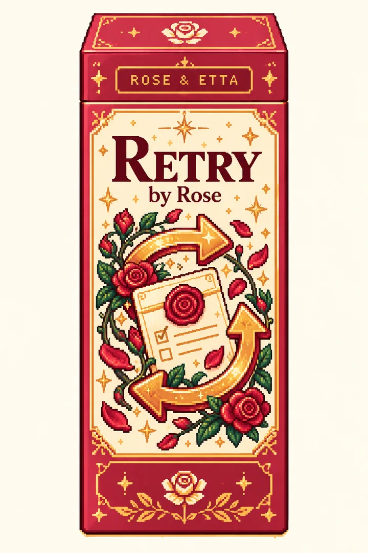 Pixel-art ROSE & ETTA packaging concept for RETRY by Rose