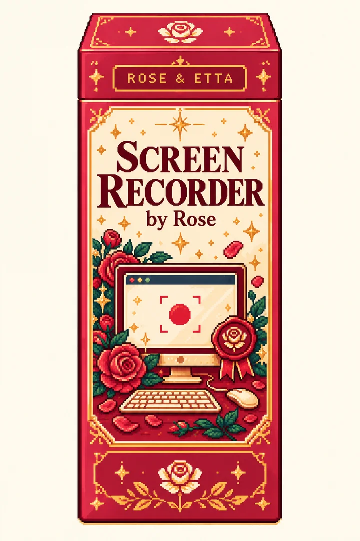Pixel-art ROSE & ETTA packaging concept for Screen Recorder by Rose