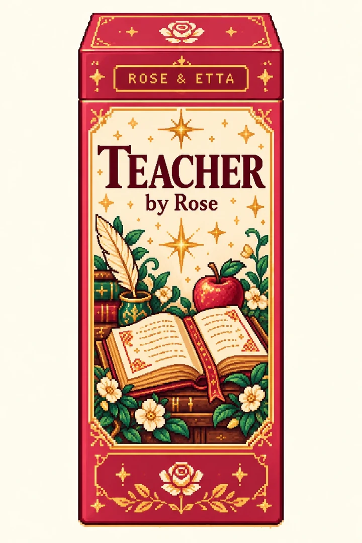 Rose & Etta pixel-art package for Teacher by Rose