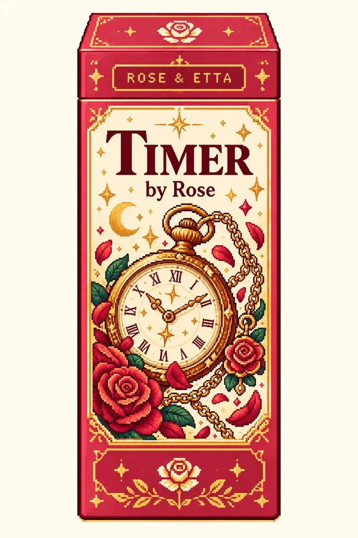 Pixel-art ROSE & ETTA packaging concept for Timer by Rose